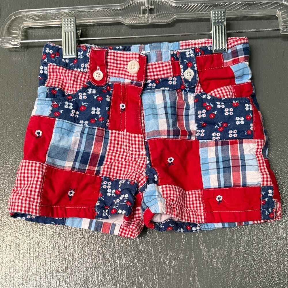 Janie and Jack Red and Blue Patchwork Shorts
